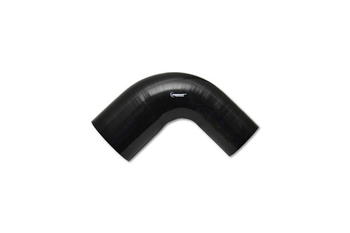 Vibrant 4 Ply Reinforced Silicone 90 degree Transition Elbow - 3" I.D. x 4" I.D. (BLACK)